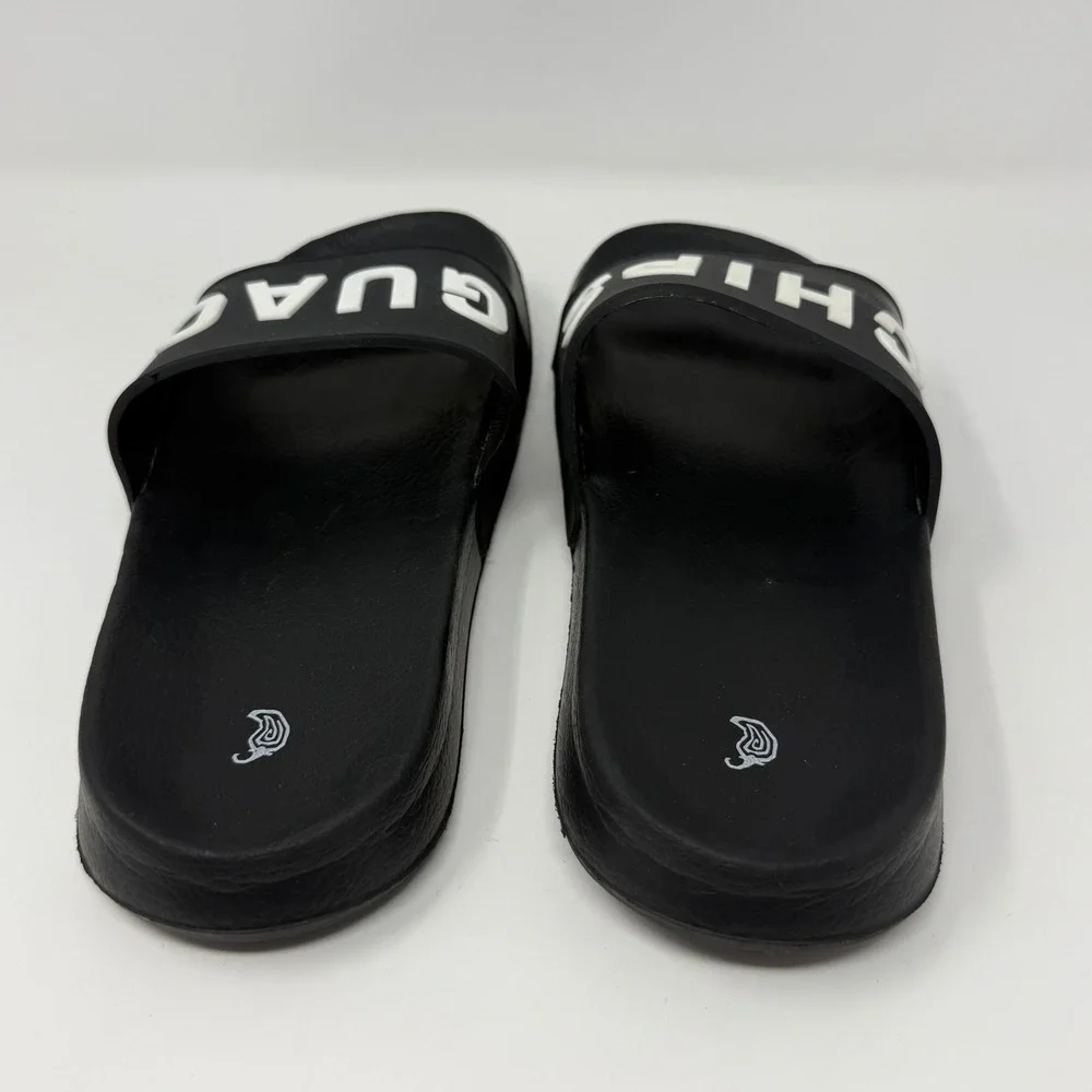 Chipotle Chips and Guac Black White Slide Sandals Mens 7 Womens 9 EU 40